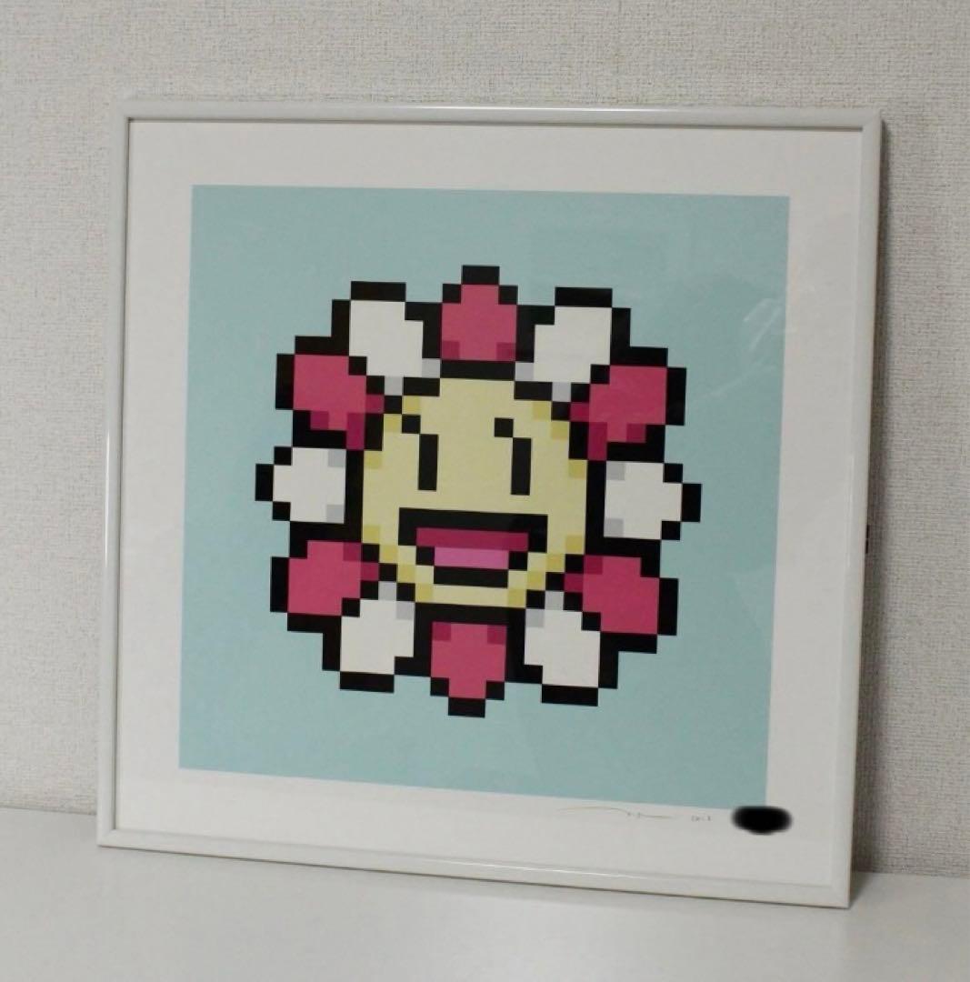 村上隆　初期murakami Flowers 笑顔の女の子　額縁シルクスクリーン