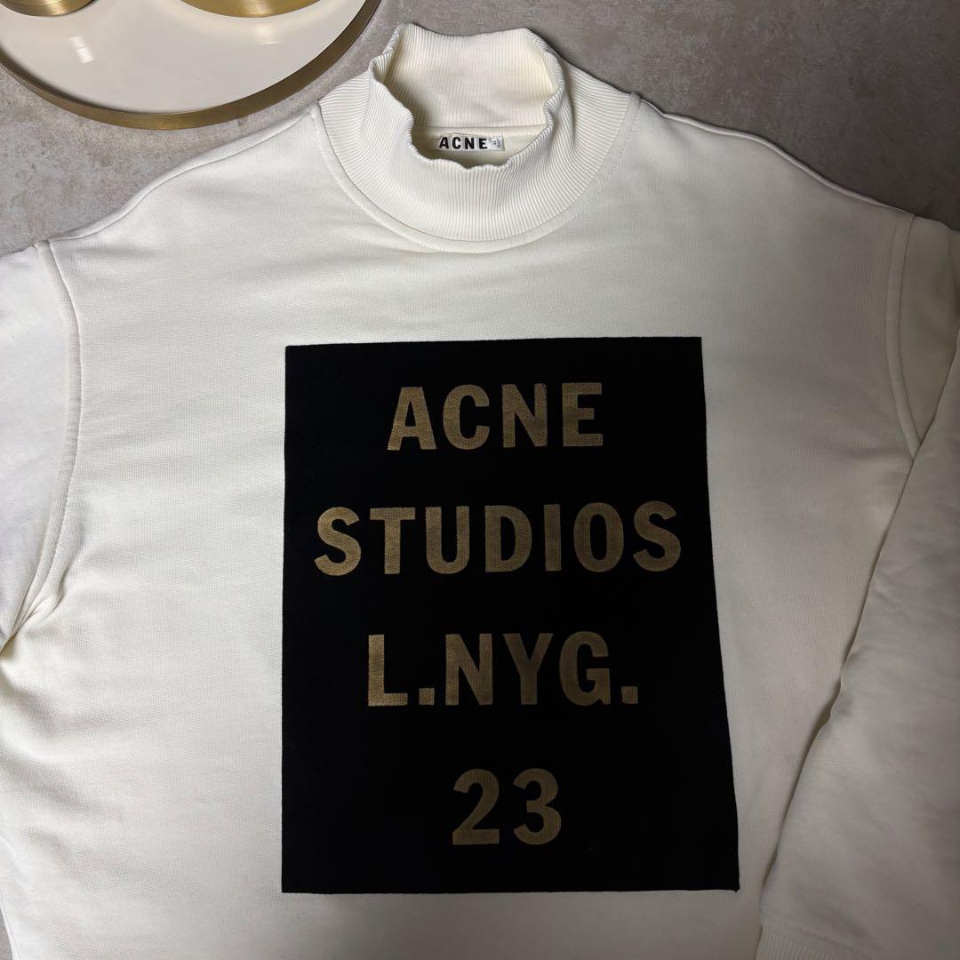 Acne Studios スウェット トレーナー モックネック ボックスロゴ 白