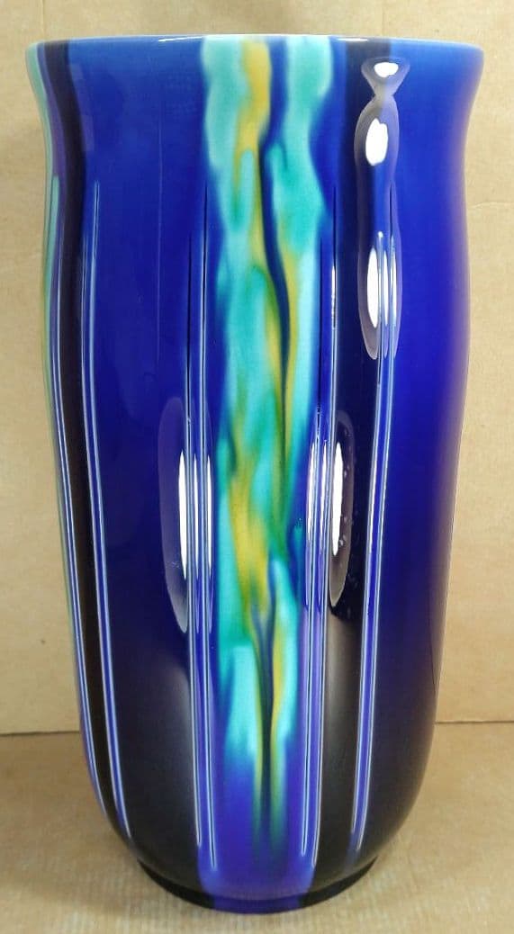 【本物保証】徳田正彦(人間国宝 三代徳田八十吉）燿彩花器 共箱 毎日オークション