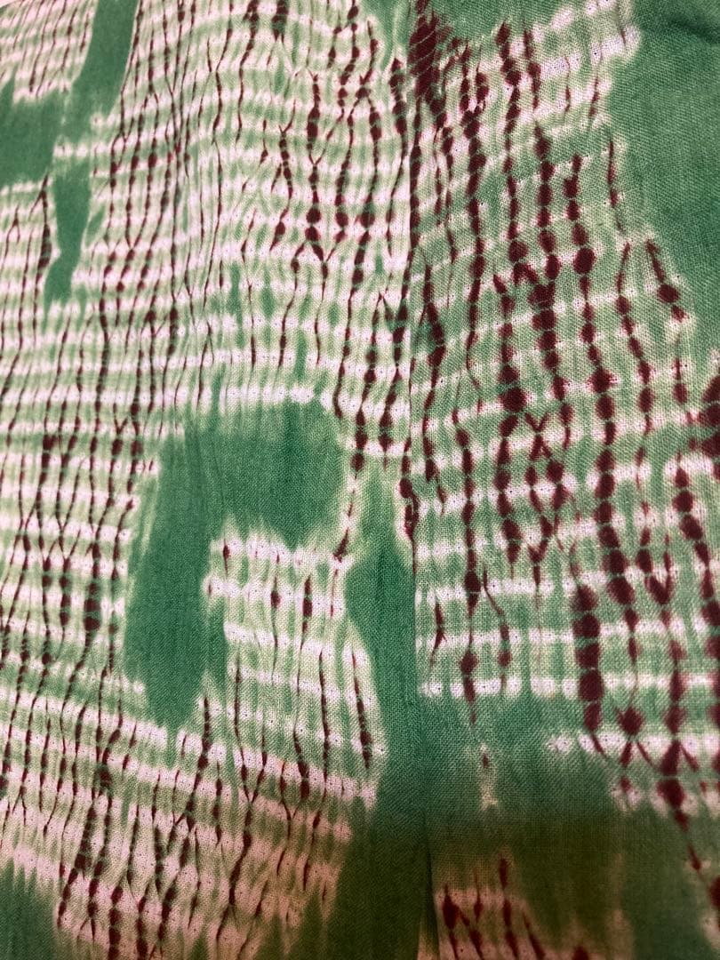 有松絞り　浴衣　絞り　緑　大きめ