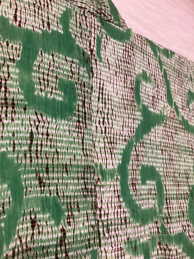 有松絞り　浴衣　絞り　緑　大きめ