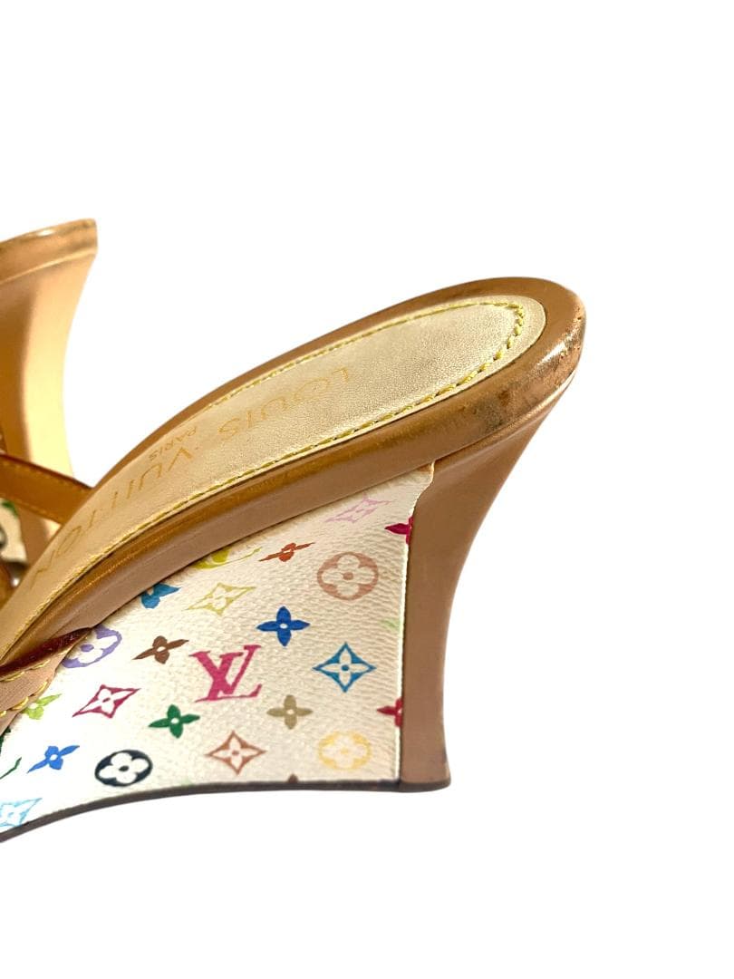 LOUIS VUITTON マルチカラー リボン サンダル ミュール 37