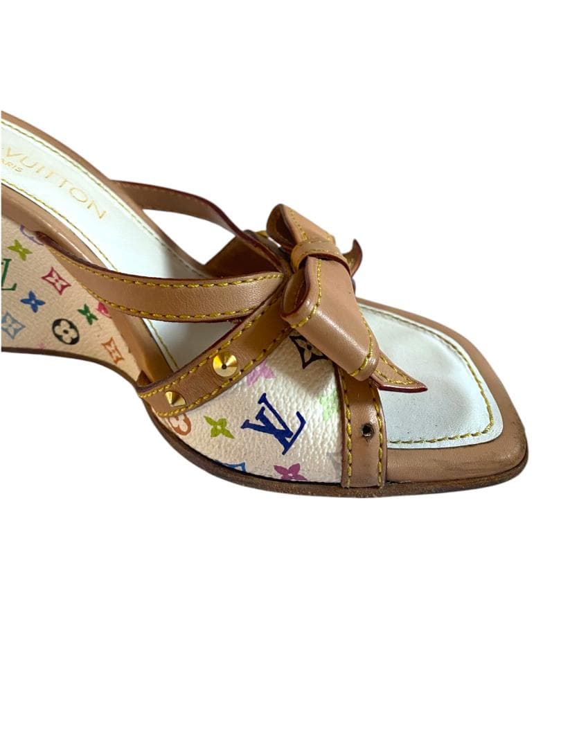 LOUIS VUITTON マルチカラー リボン サンダル ミュール 37
