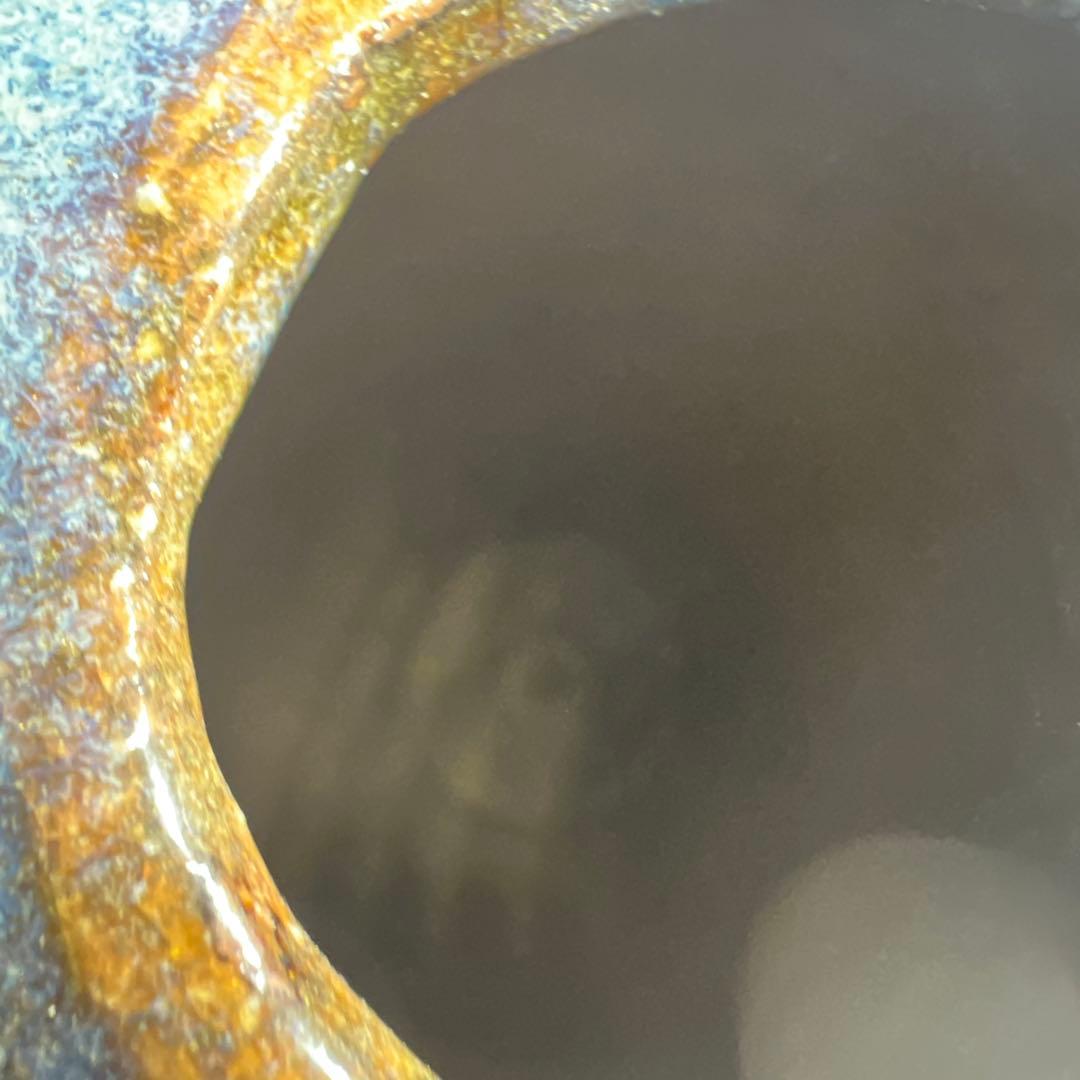 中国明末清朝期　なまこ釉花瓶　木箱付　高約24㎝　東Y8-0203☆2Fトヒルウ