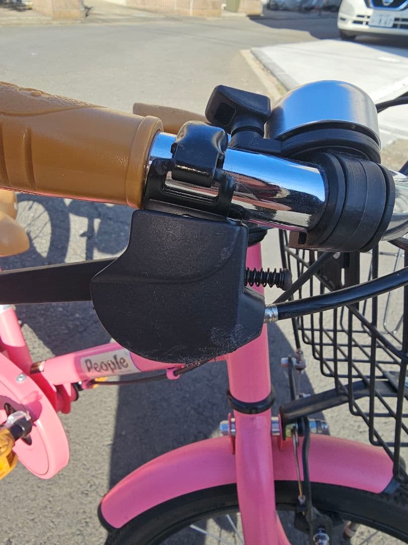 幼児用自転車 ピンク色 前面バスケット付き