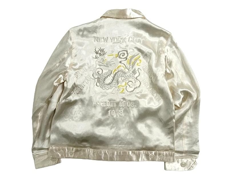 ショット バック刺繍 スーベニアジャケット スカジャン サテンジャケット F