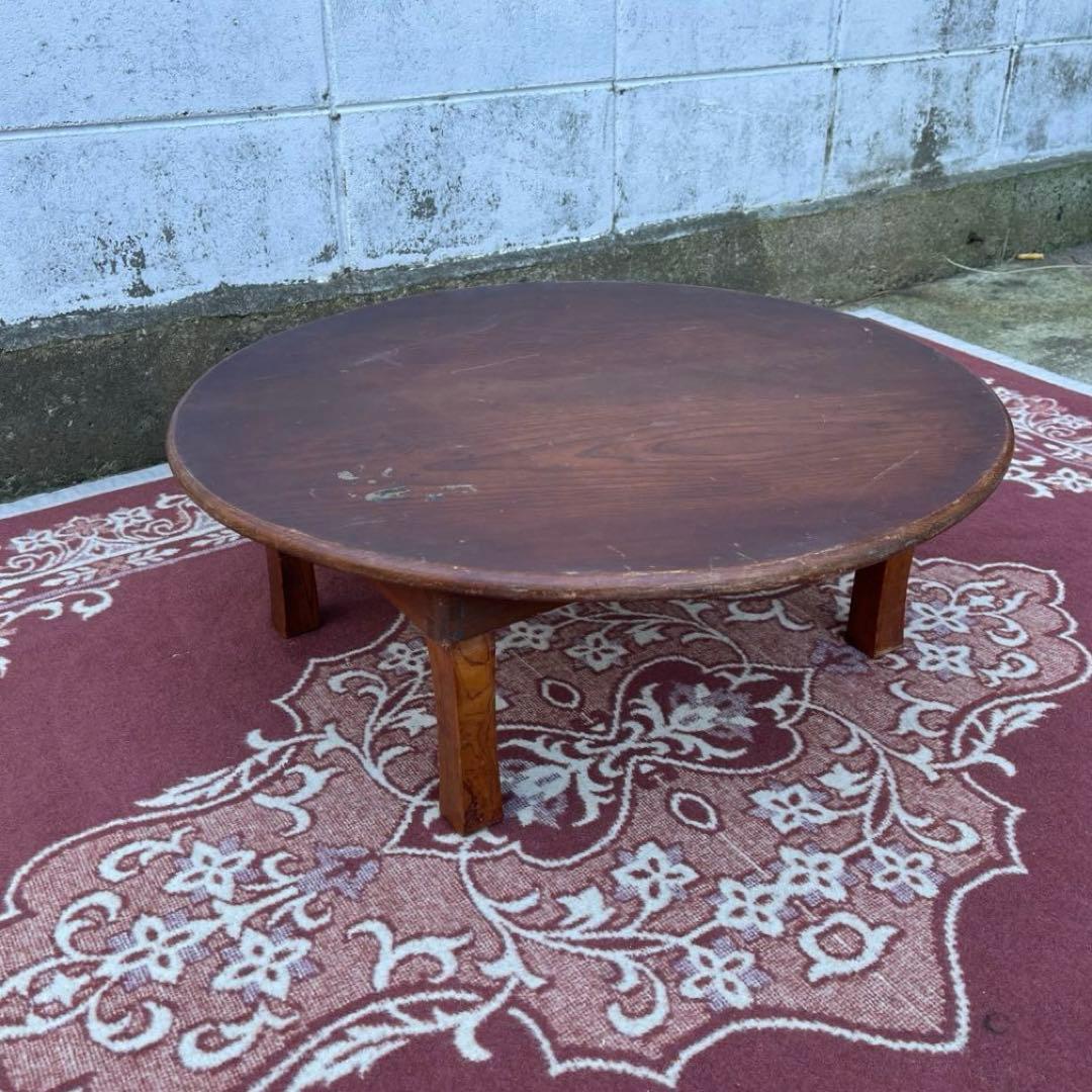 古家具アンティーク◾️木製無垢材 ちゃぶ台 円卓 ローテーブル 机