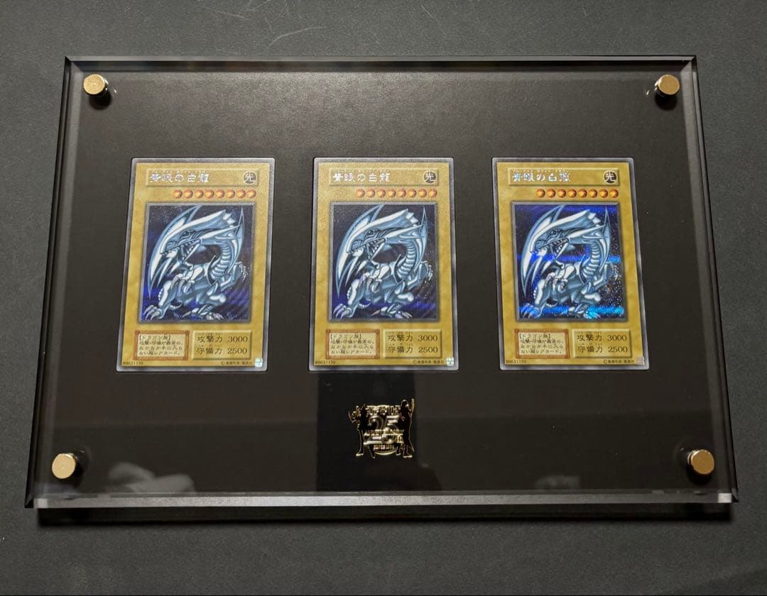 遊戯王　青眼の白龍シークレットレア3枚　海馬セット　ディスプレイケース付き