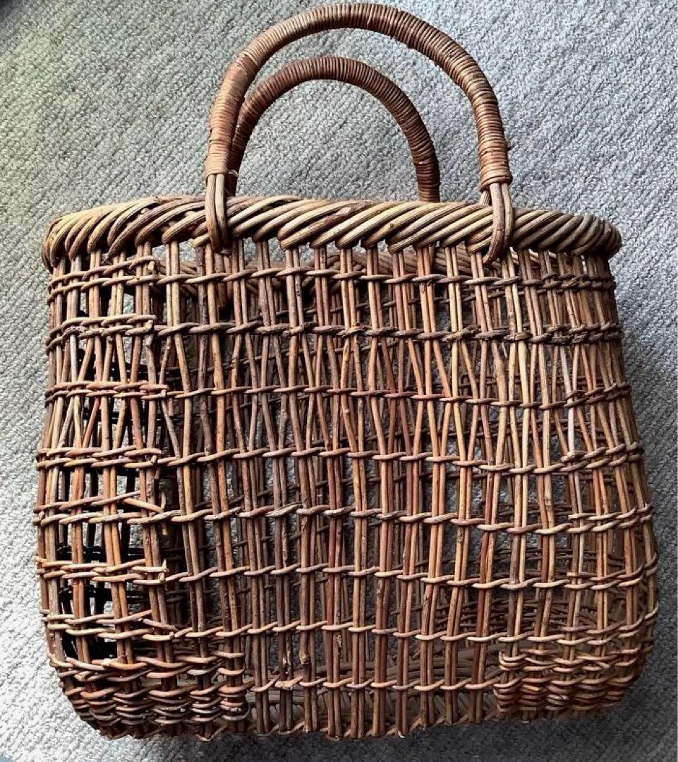 つる細工　手編み　かごバッグ　天然素材　和装　ナチュラル