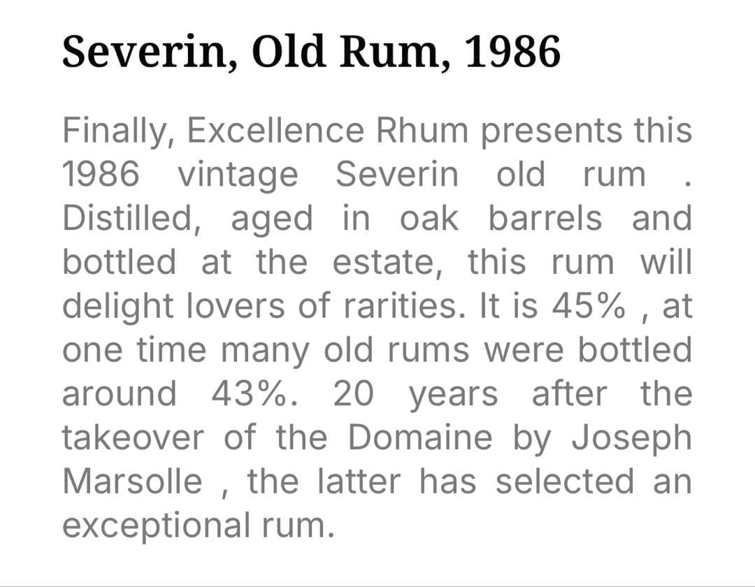 Domaine de Severin 1986 70cl 45% ラム酒