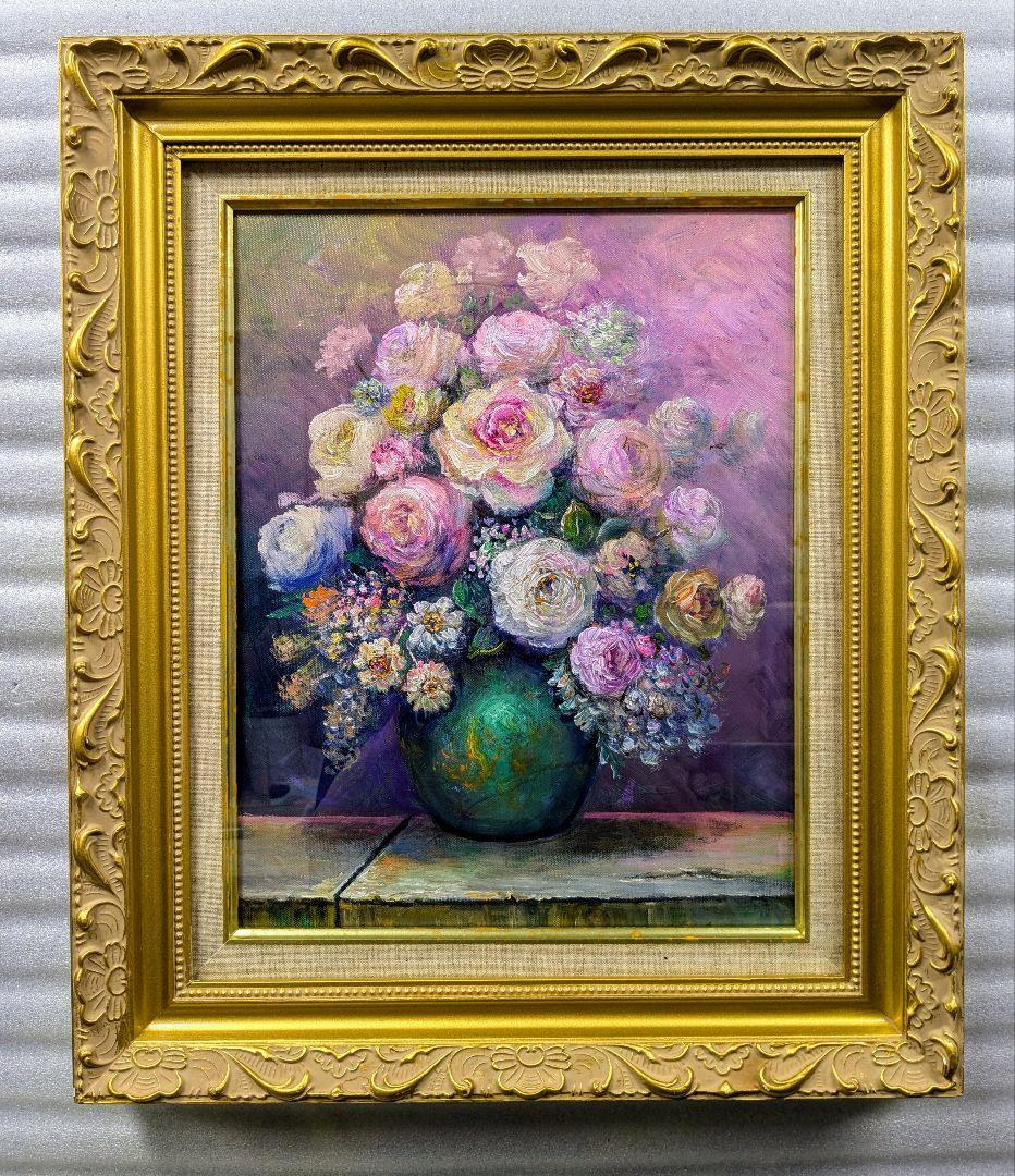 油彩画家haru F6号＊薔薇＊新作＊肉筆画＊一点物＊額縁付き