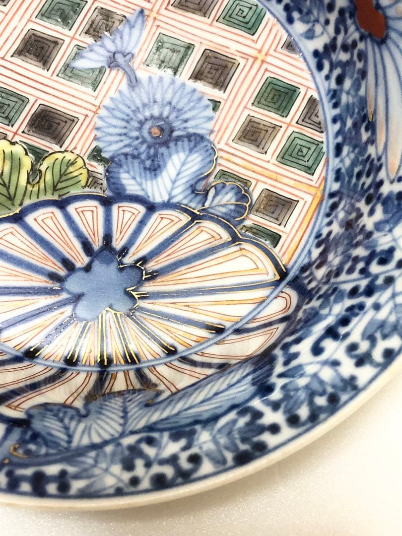 本日のみ最安値 江戸中期 古伊万里 元禄期 渦福 色絵菊花牡丹唐草文 中鉢