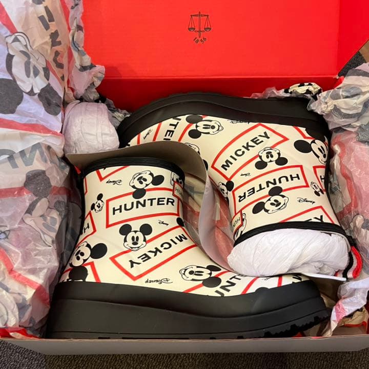 値下げ終【新品未使用】ハンター×ミッキー レインブーツ　US7
