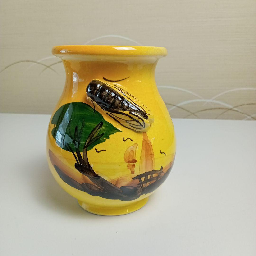 ビンテージ　フランス　エクサンプロヴァンス　花瓶　蝉 E−595