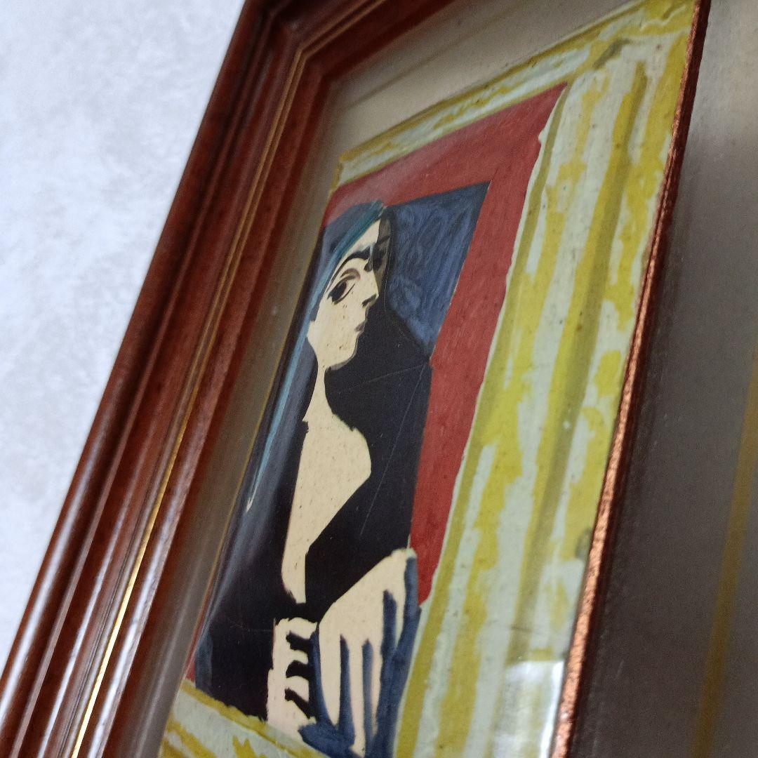 PICASSO 陶製人物画 フレーム付き