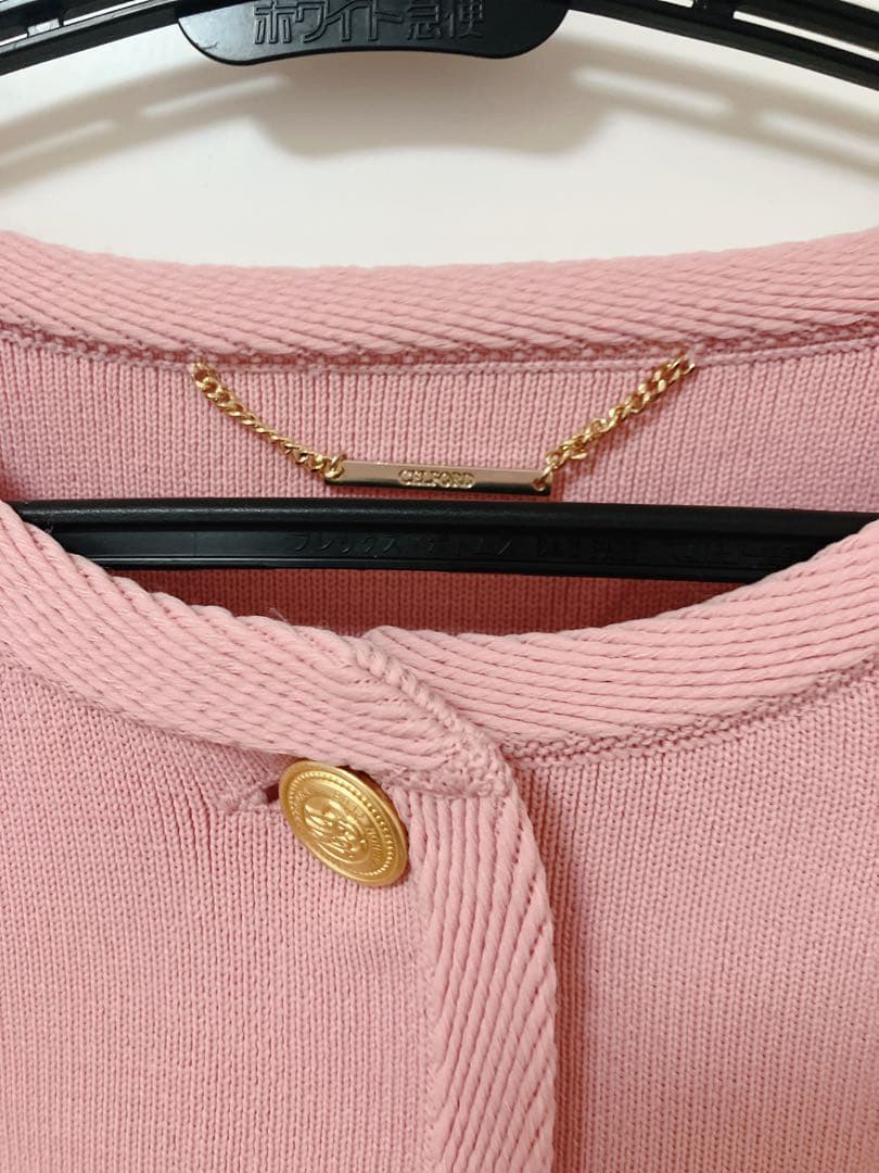 celford セルフォード　トリム総針カーディガン　ピンク