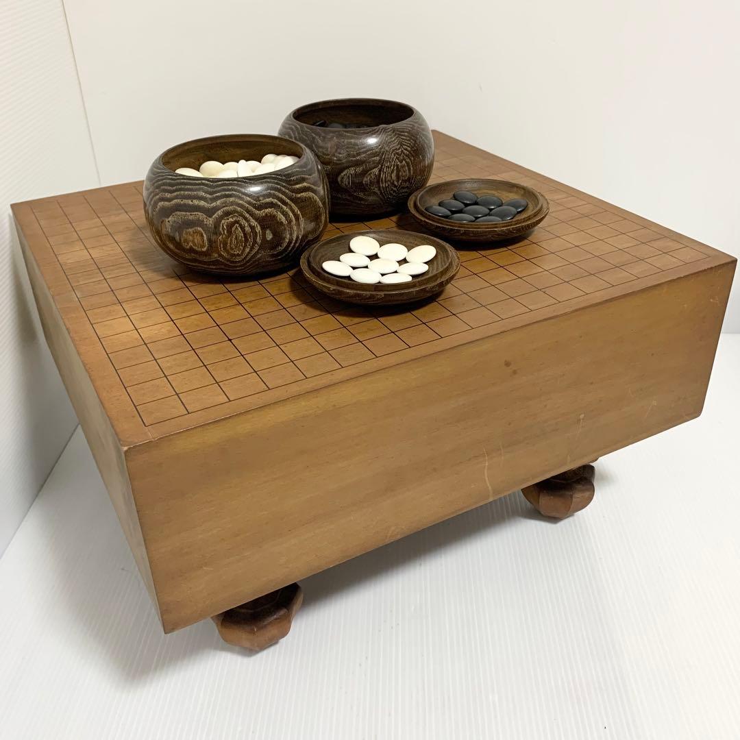 囲碁 碁石 碁盤セット 足 脚 へそ付き 蛤 那智黒