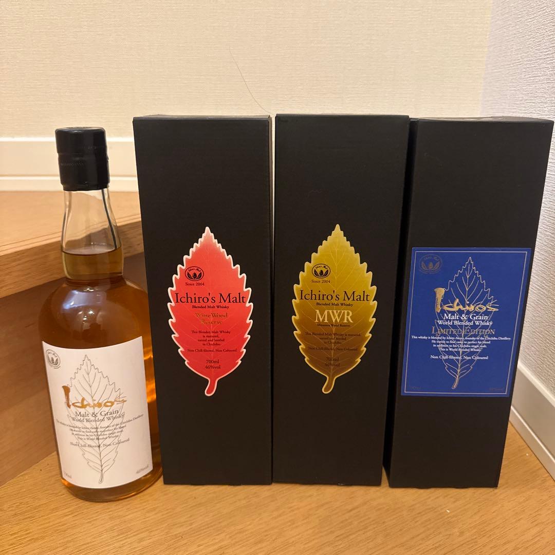 イチローズモルトミズナラ1本ワインウッド1本リミテッド、ホワイトラベ4本セット。
