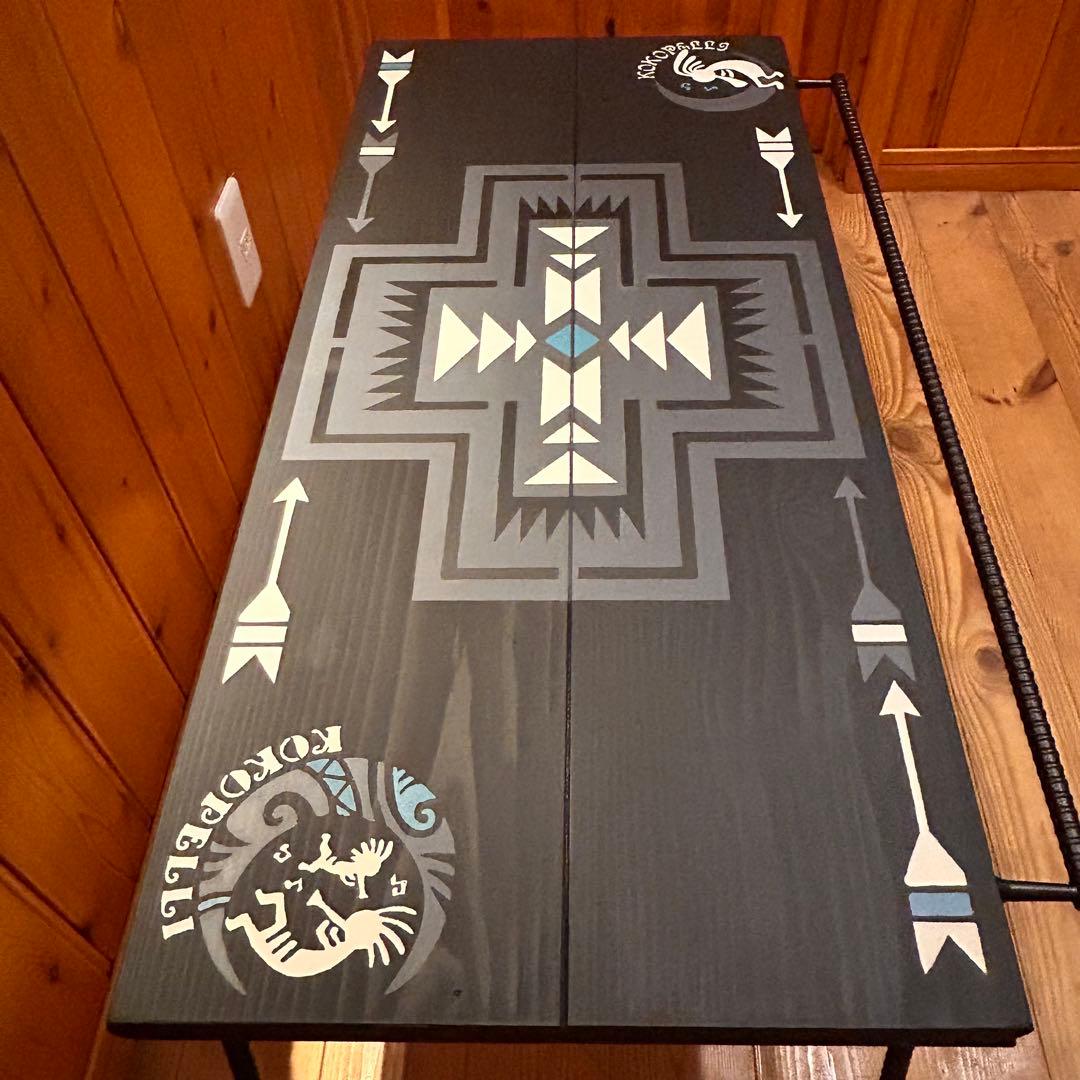 No.562 アイアンローテーブル オルテガテーブル　ネイティブ柄 ココペリ