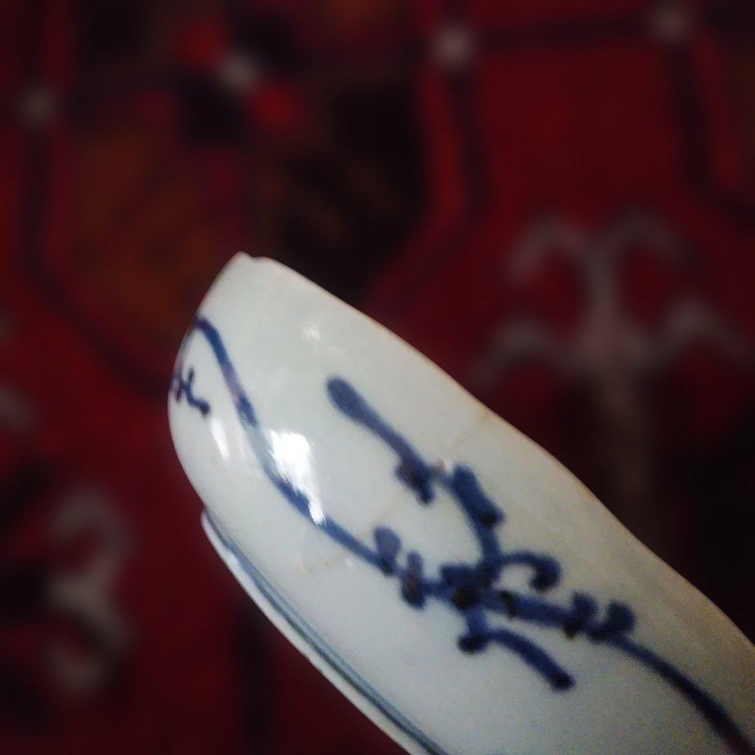 古伊万里 染付 蛸唐草文皿 五客 なます皿 くらわんか 筒江窯 アンティーク