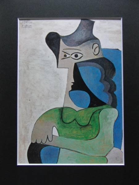 ピカソ、帽子をかぶった女、希少画集画、新品額装付