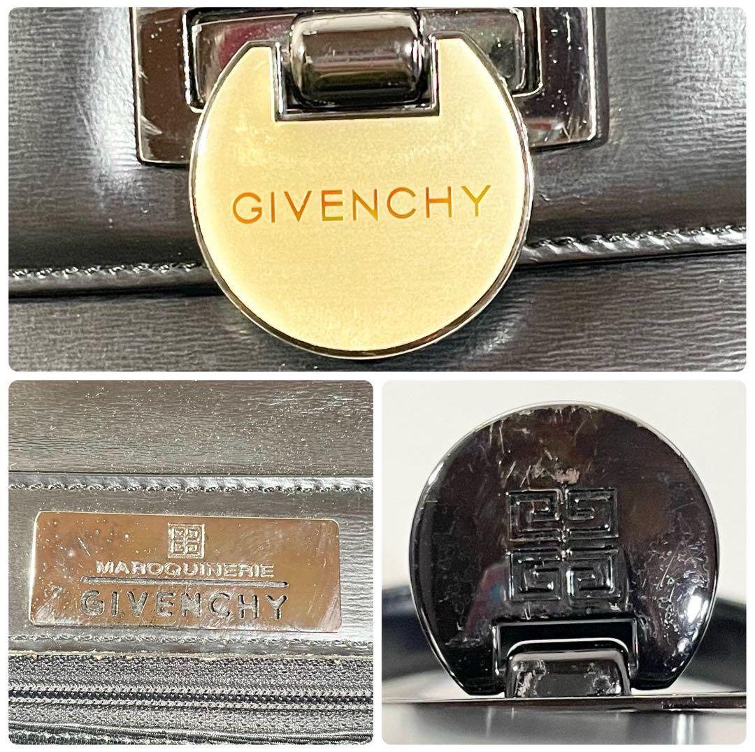 正規品 ジバンシー ハンドバッグ ゴールド金具 フォーマル 鞄 黒 ブラック 革