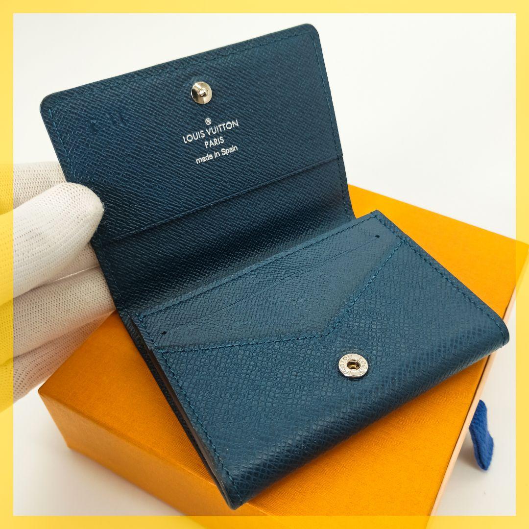 【美品SSS】ルイヴィトン　カルトドゥヴィジットNM　タイガ　ネイビー　名刺入れ