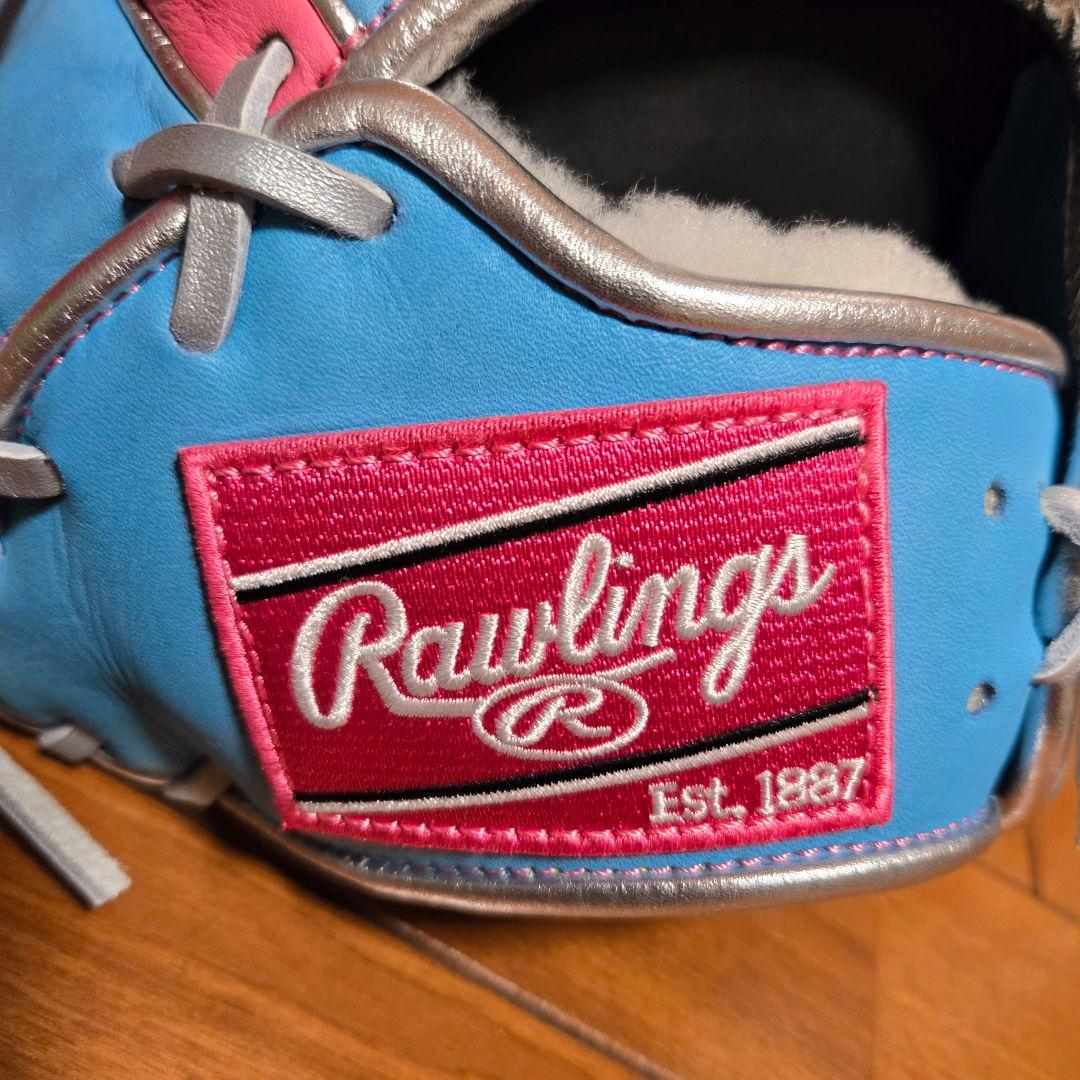 品薄商品！Rawlings 軟式グローブ サックス/ピンク右投げ用