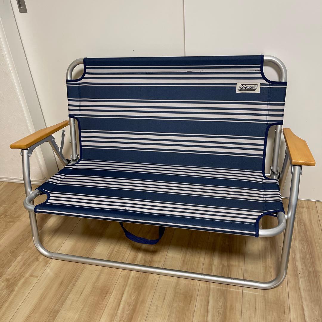 Coleman アウトドアベンチ ネイビー・ストライプ