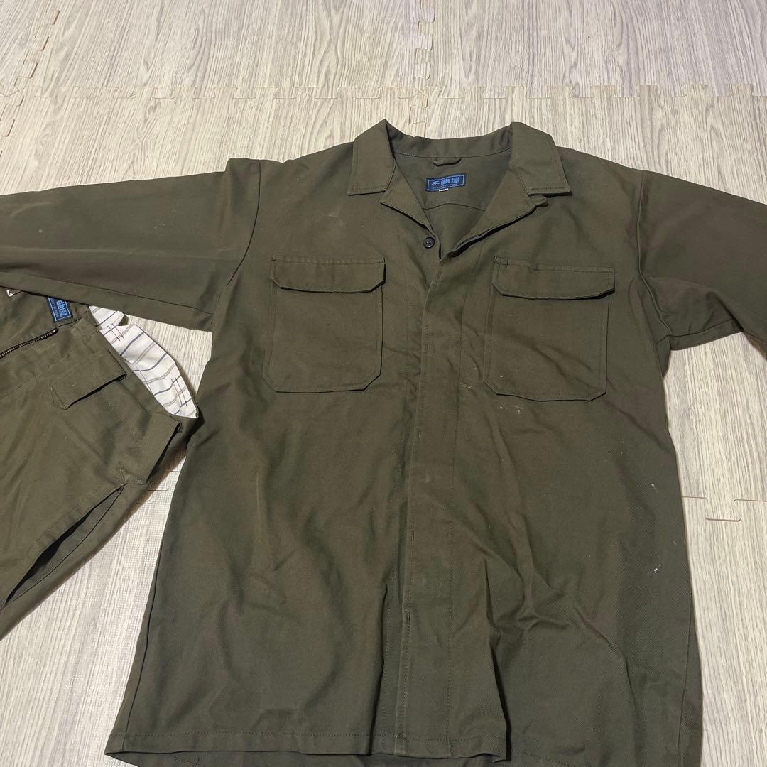 千曲屋 上下セット　グリーン　グレーセット　LL