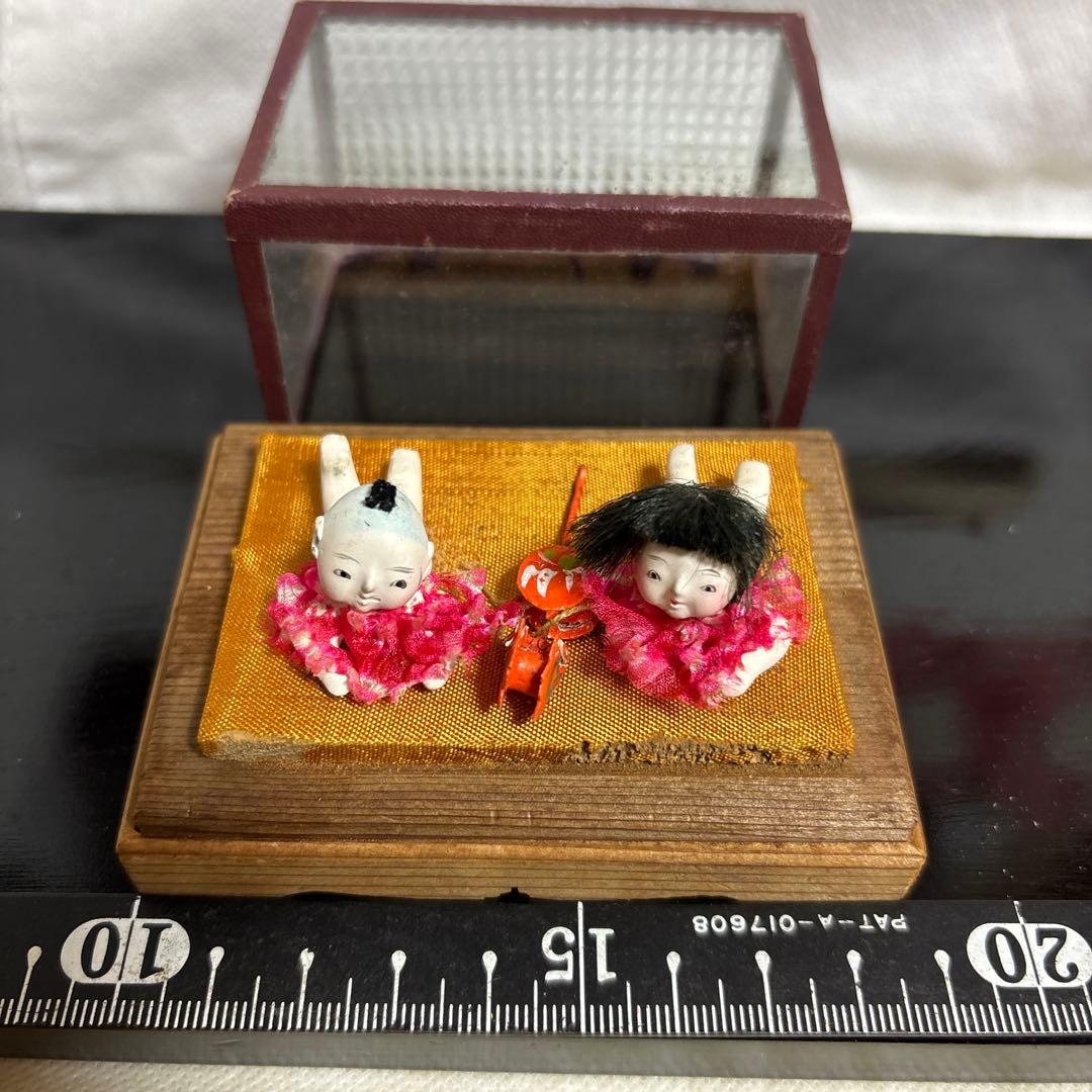 アンティーク、はいはい人形、童子こま犬、達磨ガラスケース大正昭和初期まとめて