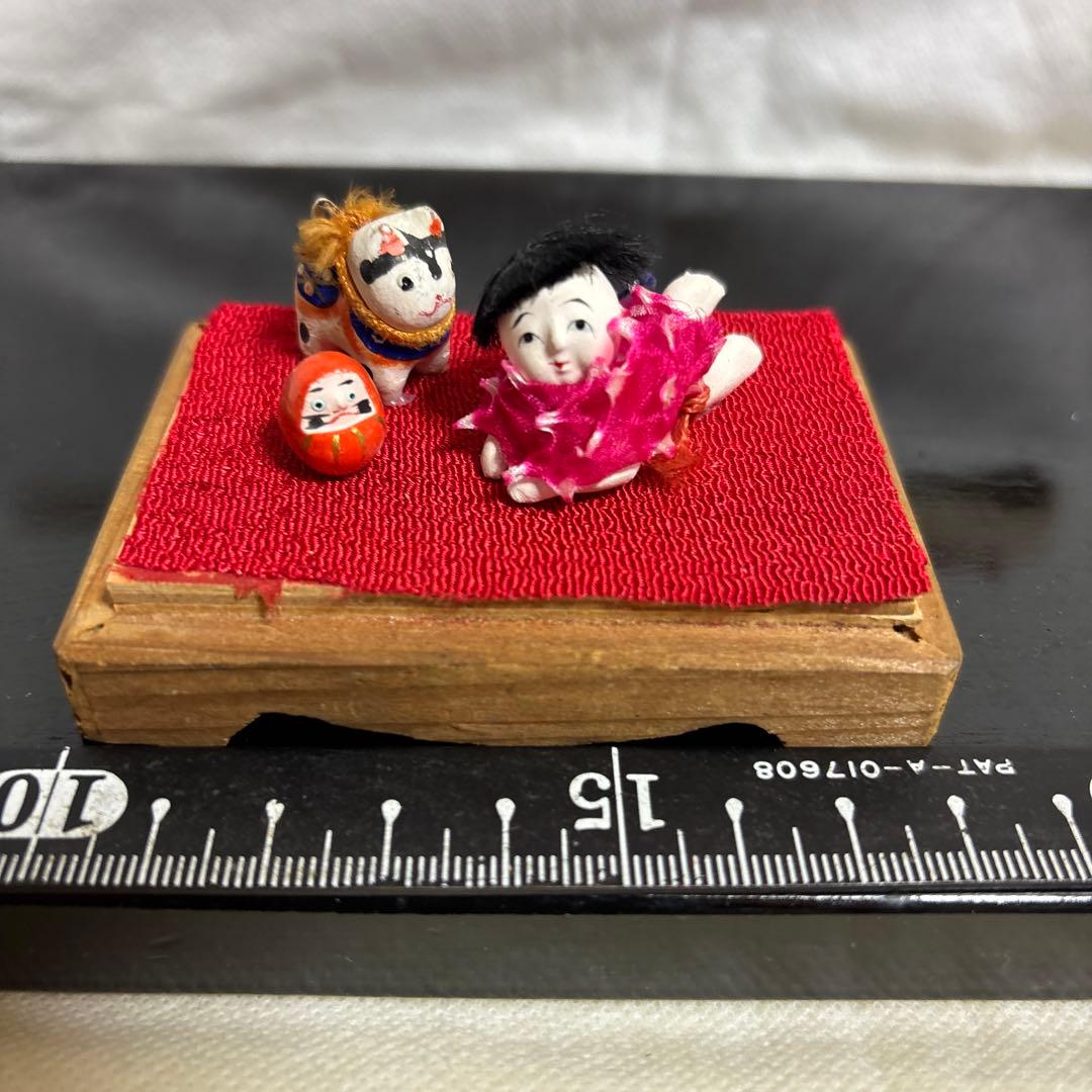 アンティーク、はいはい人形、童子こま犬、達磨ガラスケース大正昭和初期まとめて