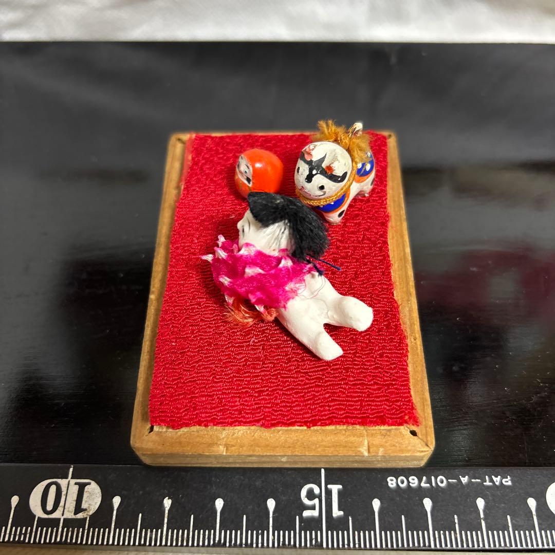 アンティーク、はいはい人形、童子こま犬、達磨ガラスケース大正昭和初期まとめて