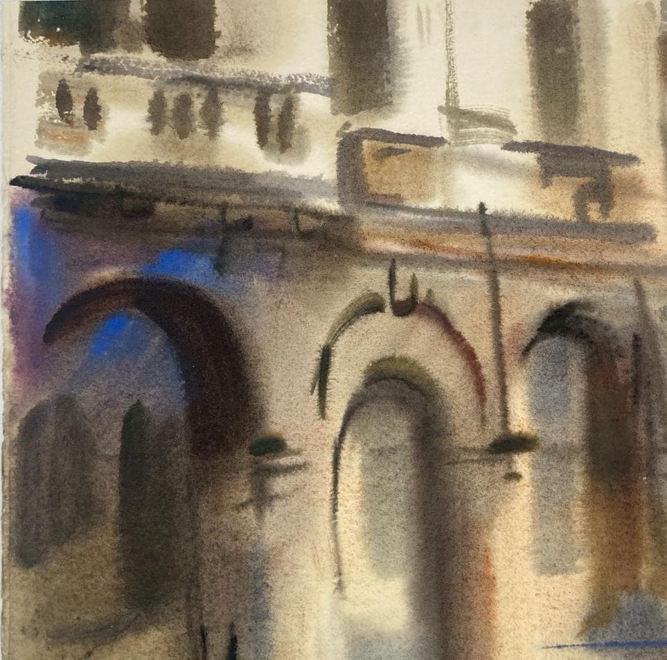 カルロ・ルヴァニャン｜キオッジャ｜ 水彩画｜原画｜20世紀アンティーク品