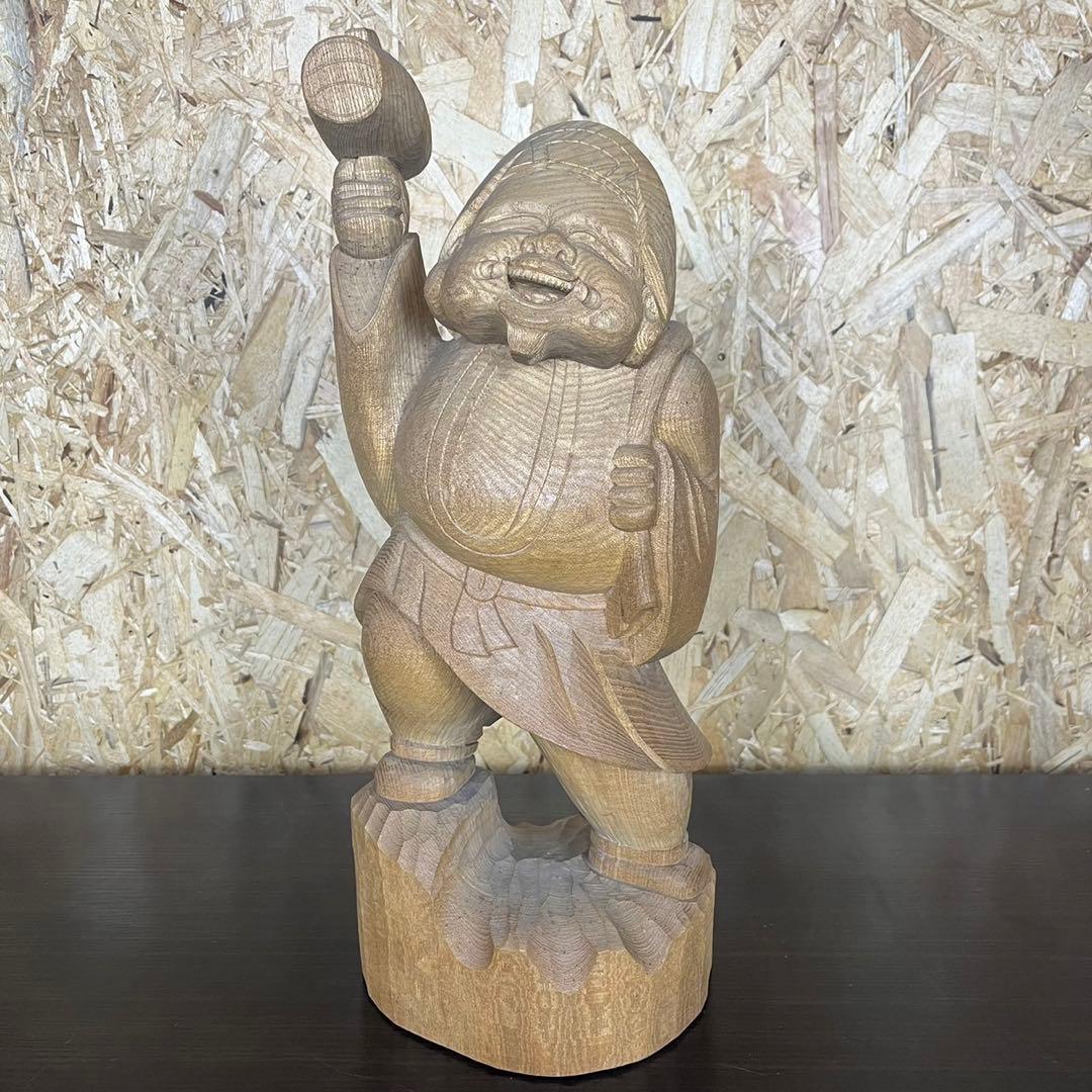 大黒天 木彫り 置物　一刀彫　アンティーク　ヴィンテージ　レトロ　縁起物　大黒様