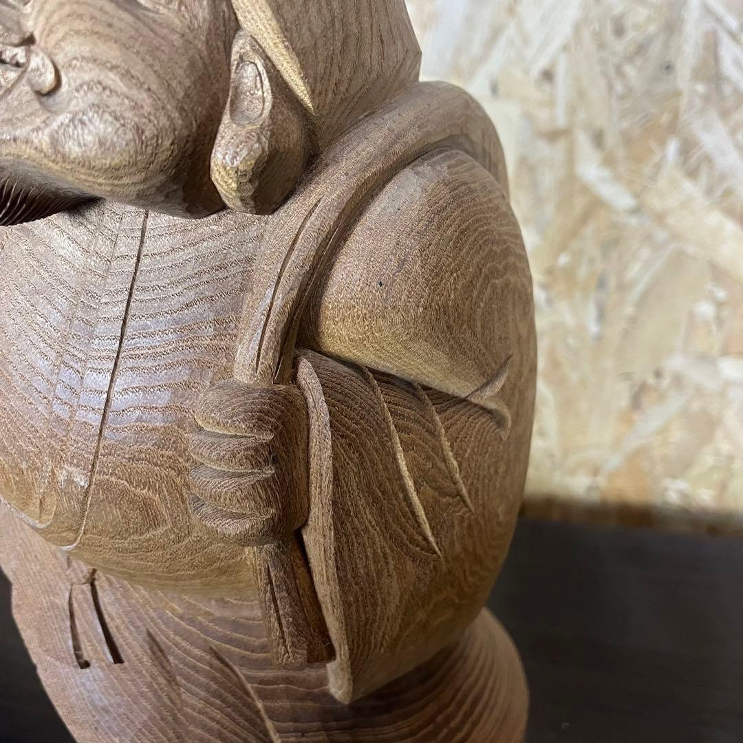 大黒天 木彫り 置物　一刀彫　アンティーク　ヴィンテージ　レトロ　縁起物　大黒様