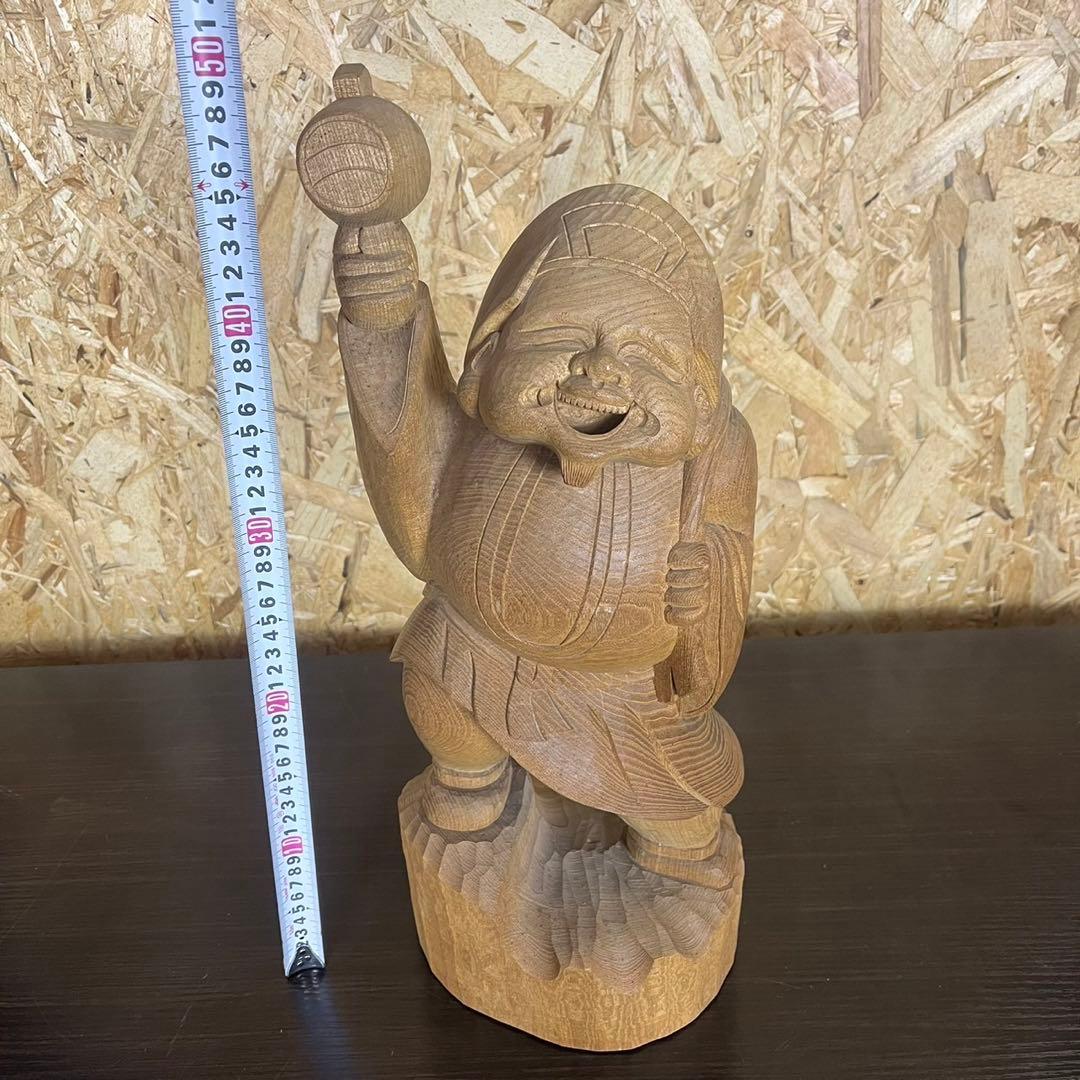 大黒天 木彫り 置物　一刀彫　アンティーク　ヴィンテージ　レトロ　縁起物　大黒様