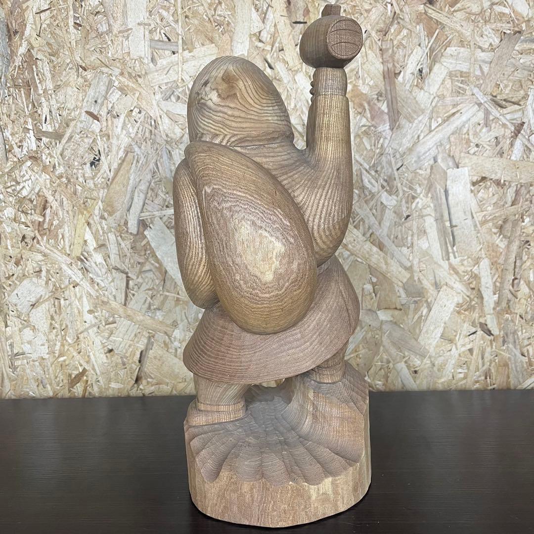 大黒天 木彫り 置物　一刀彫　アンティーク　ヴィンテージ　レトロ　縁起物　大黒様