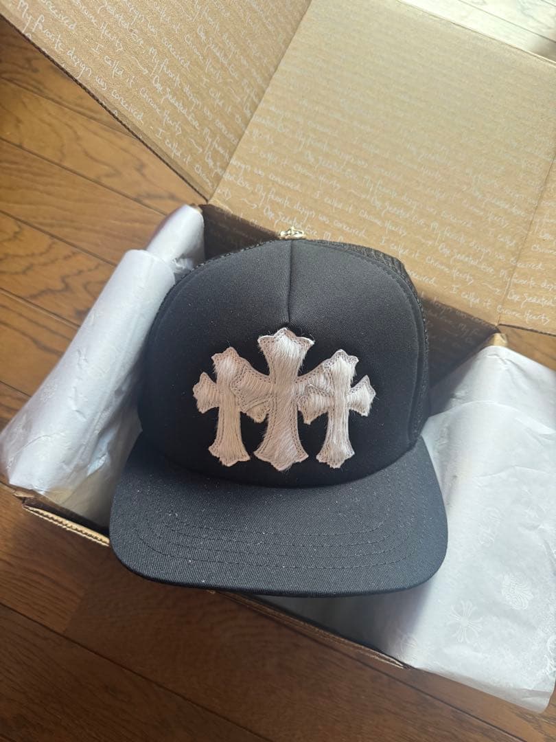 クロムハーツ　カーフヘア セメタリークロス トラッカーキャップ