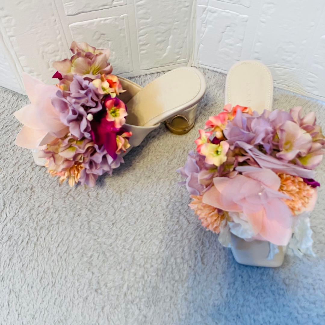 【超希少】RANDA フラワーブーケミュールサンダル Sサイズ