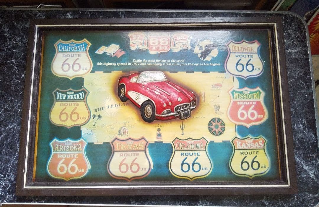 アメリカン雑貨ルート66 ウッドパネルポスターレリーフ レトロ、アンティーク