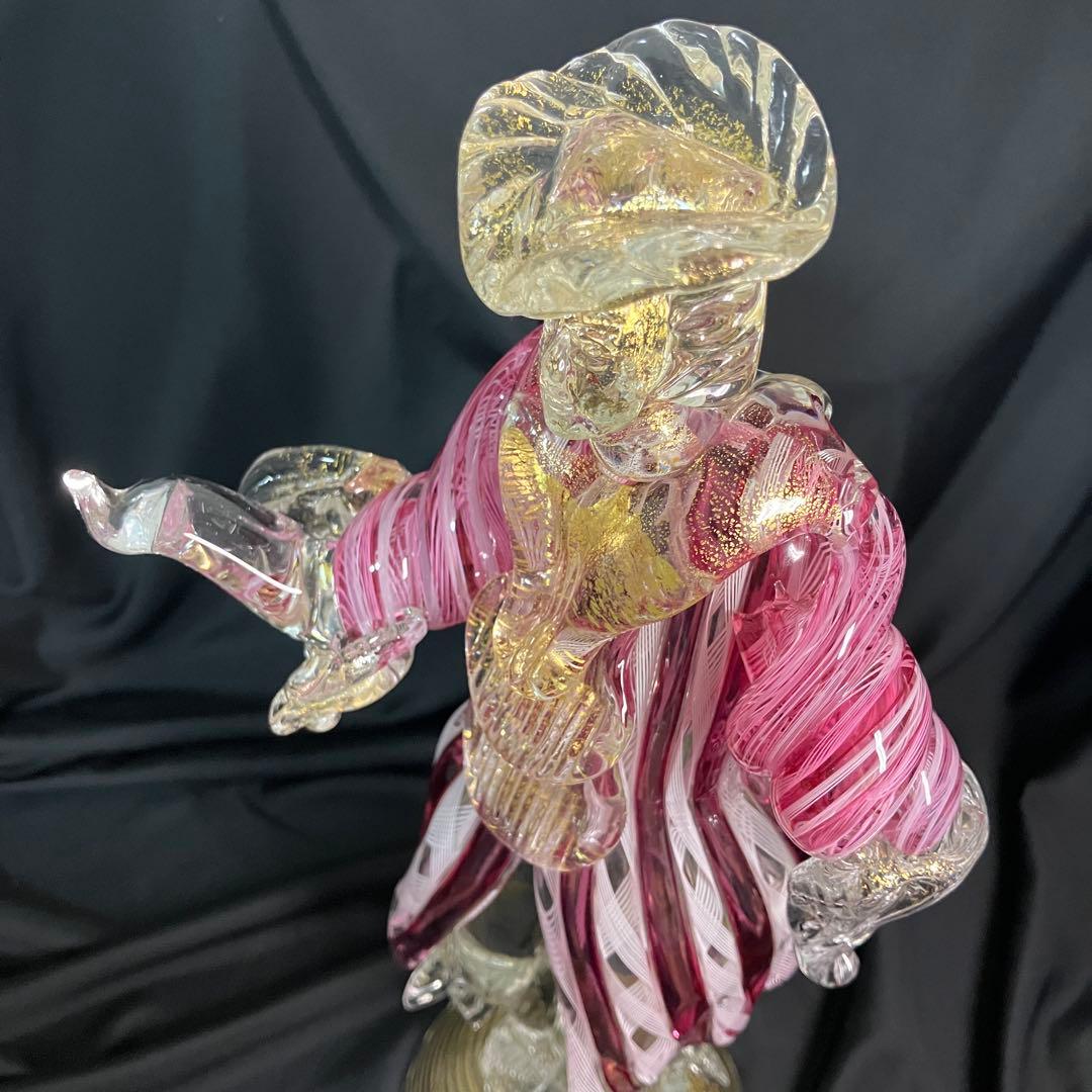 【匿名配送/希少】ベネチアングラス/ムラーノ/金彩/大型フィギュリン/工芸品