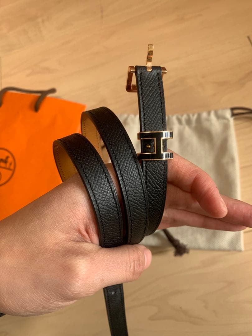極美品HERMES エルメス　ベルトポップＨ　ブラック／ゴールド ピンクゴールド