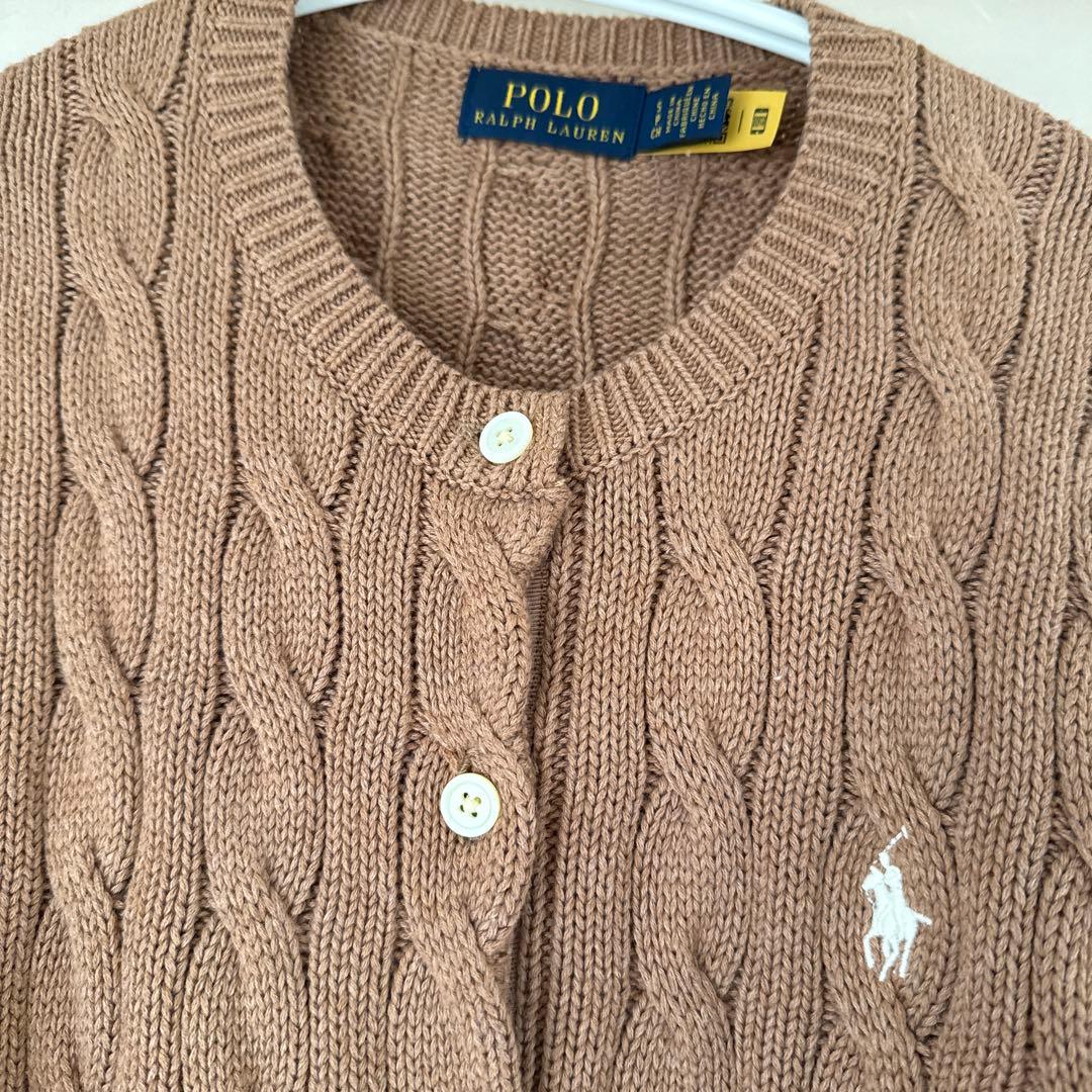 ラルフローレン　キャメル　コットンアランガーディガン　160