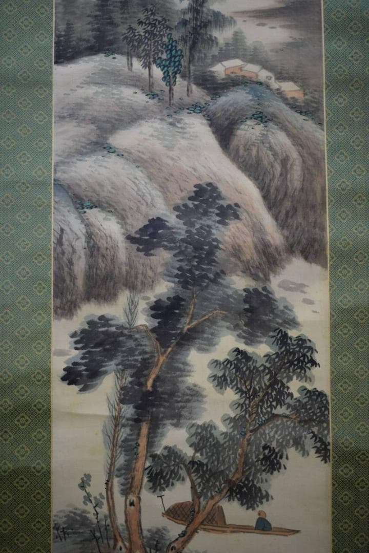 真作/赤松雲嶺/渓山清趣画賛/谿山清趣画賛/桐共箱付/布袋屋掛軸HE-383