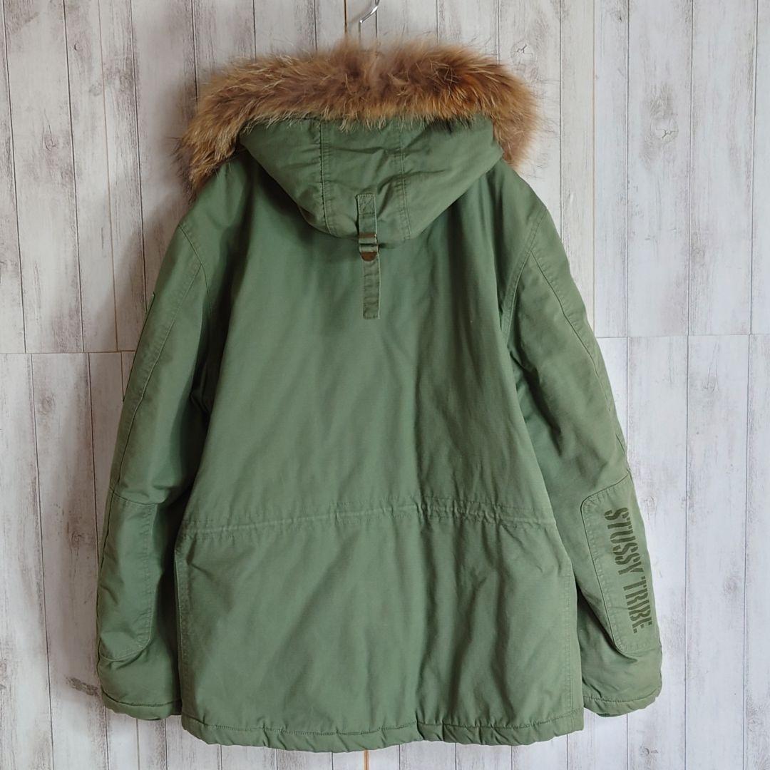 【激シブ】OLDSTUSSY☆リアルファーモッズコート希少入手困難カーキグリーン