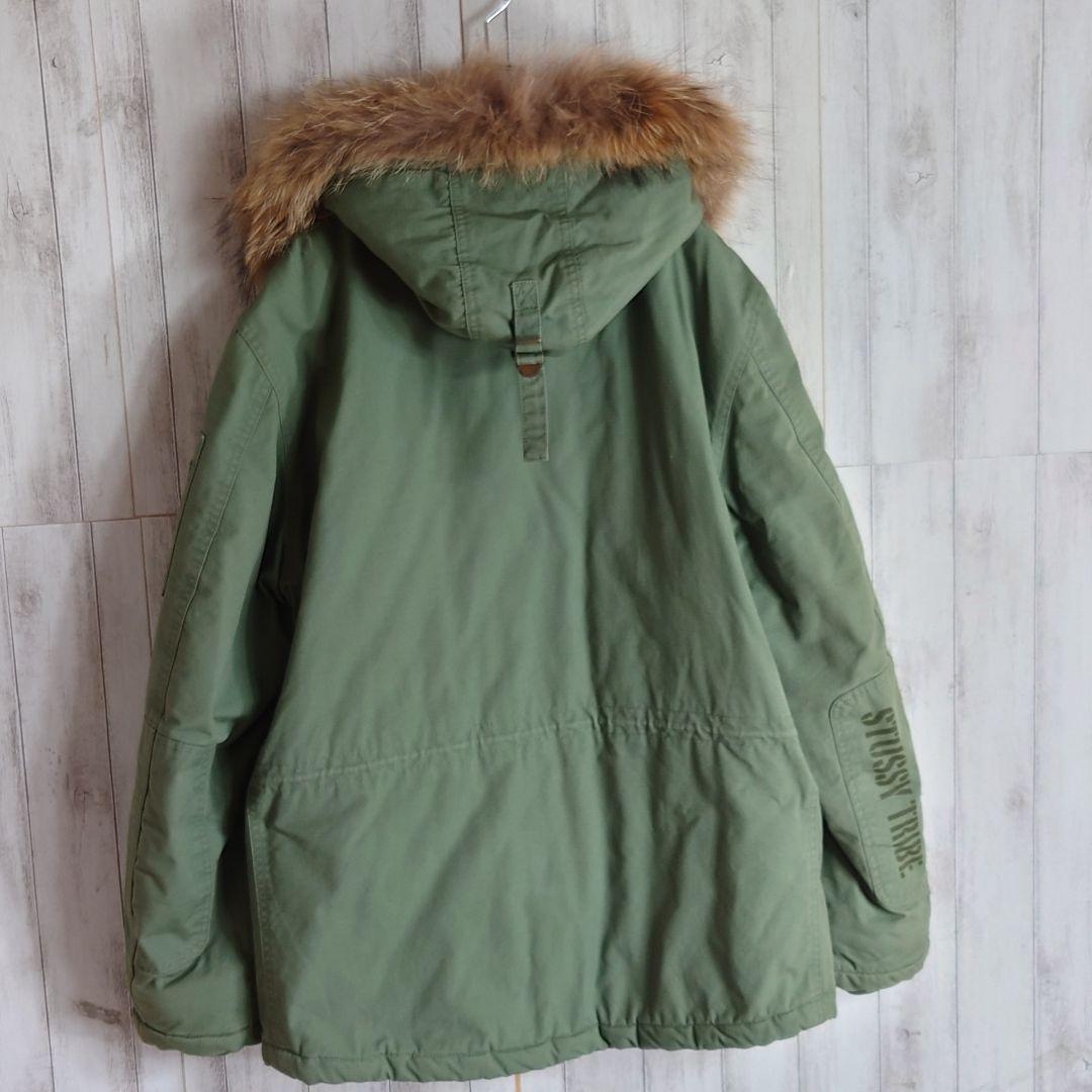 【激シブ】OLDSTUSSY☆リアルファーモッズコート希少入手困難カーキグリーン