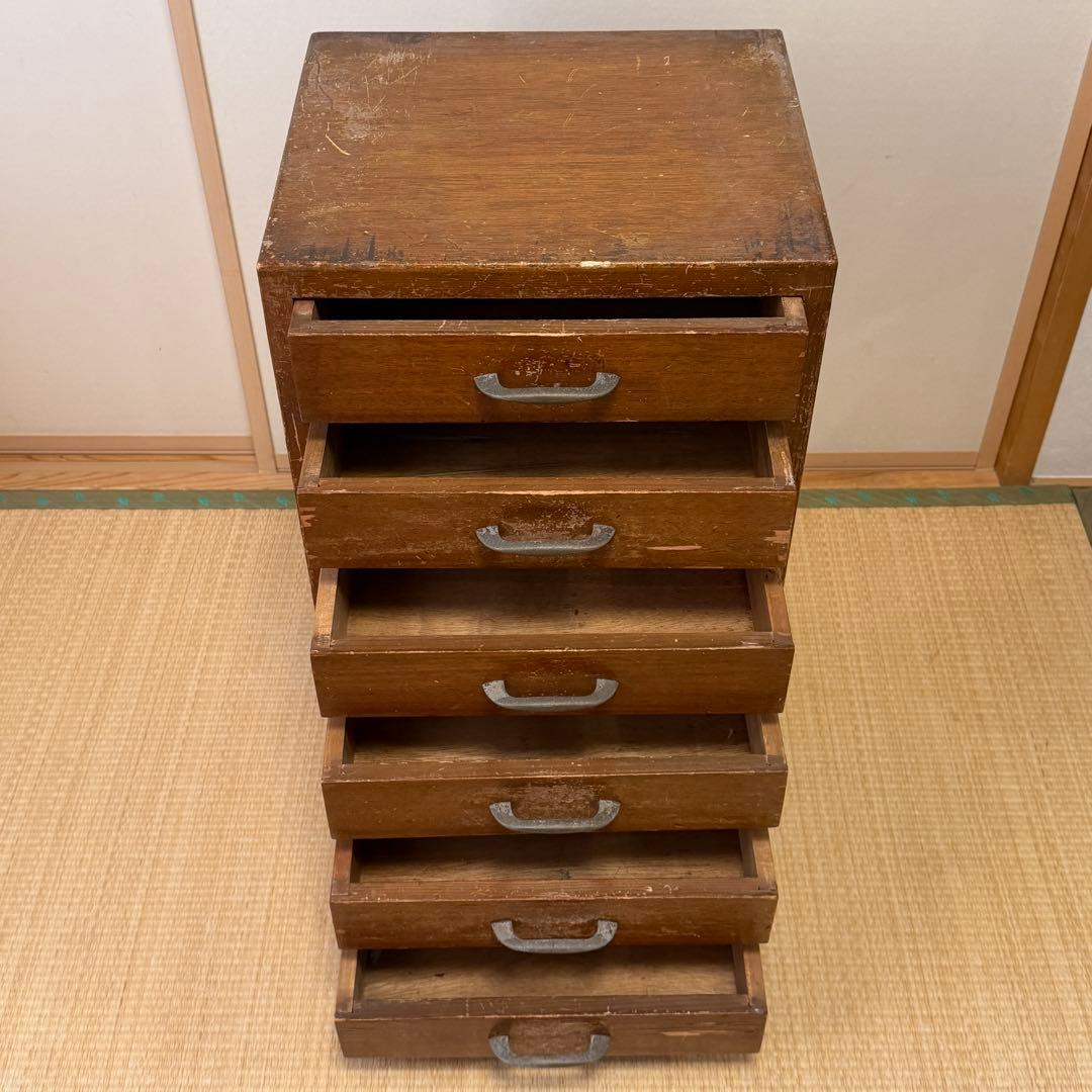 昭和中期 キャビネット 引き出し 木製収納棚 古家具 アンティーク レトロ