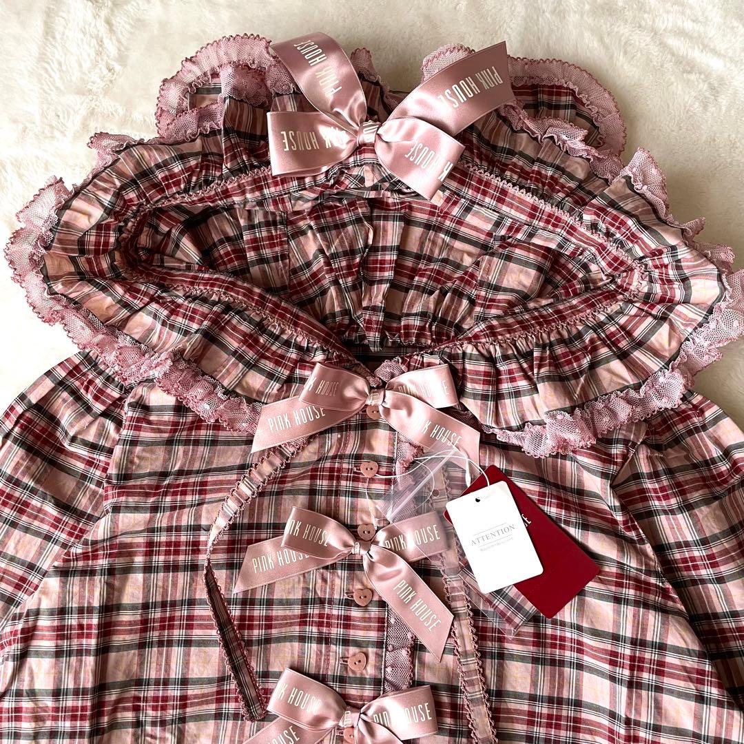 ピンクハウス × aoki misako コラボ チェックフードブラウス