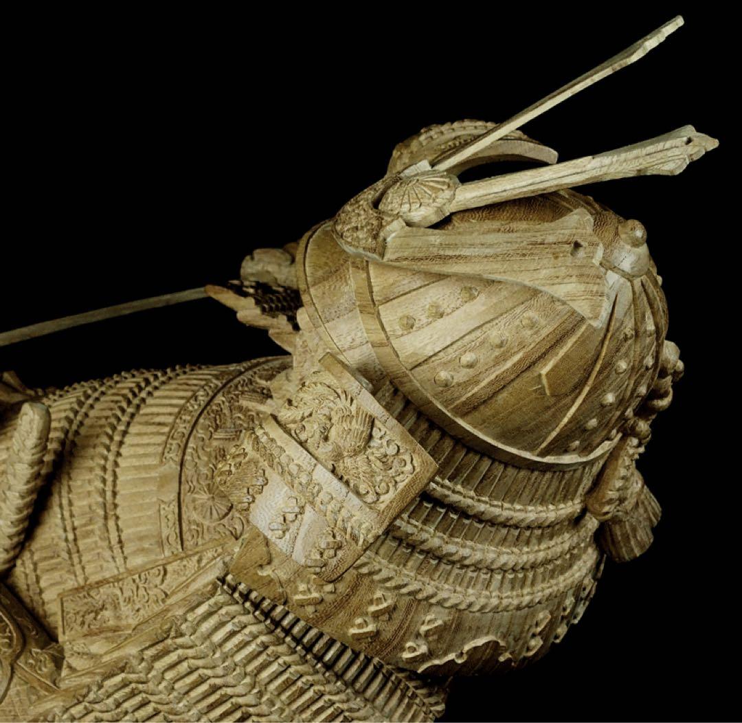 楠木正成像　SHOGUN 将軍　日本の武将　木彫作品　壁掛け　箱あり